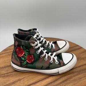Converse Chuck Taylor All-Star Hi Shoes Womens Sz 6 Camo Rose Patch Skate Shoes